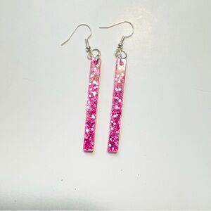 Pink Glitter Dangle Earrings
